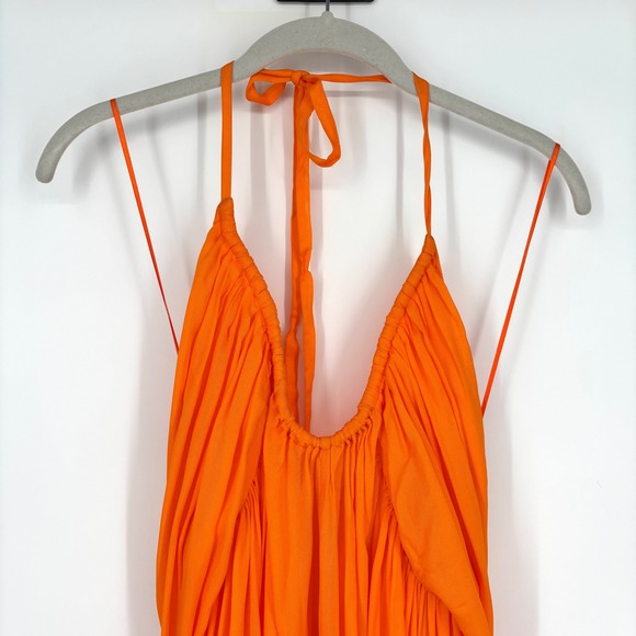 Cult Gaia Sloane Orange Halter Maxi‎ Dress Sz Large Open Back Resort Beach - Picture 6 of 13